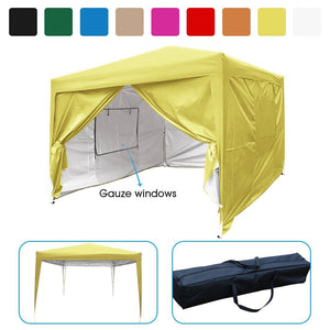 Quictent Privacy 10'x10' Mesh Curtain EZ Pop Up Canopy Tent Instant Canopy Gazebo 100% Waterproof Yellow
