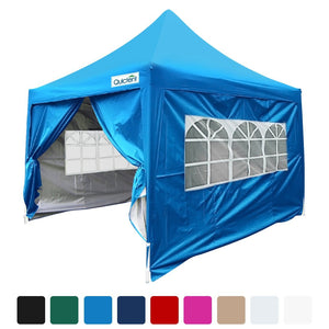 Quictent Silvox 8'x8' EZ Pop Up Canopy Tent Instant Canopy Pyramid-roofed 100% Waterproof Light Blue