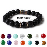 Magnetic Beads Lava Rock Chakra Black Stretch Bracelets
