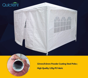 Quictent 10'x10' Heavy Duty Gazebo Wedding Party Tent BBQ Canopy No Sidewalls White