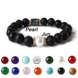 Magnetic Beads Lava Rock Chakra Black Stretch Bracelets