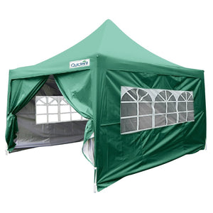 Quictent Silvox Waterproof 10'x10' EZ Pop Up Canopy Gazebo Party Tent White Portable Pyramid-roofed Style Green