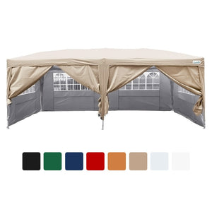 Quictent 10x20 EZ Pop Up Canopy Tent Instant Canopy 6 Walls W/ Free Carry Bag 100% Waterproof Beige