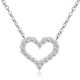 Sterling Silver Diamond Pendant Necklace (20 Collections Option), S925 Crystal Heart Round Cubic Zirconia Jewelry (16+2inch Chain)