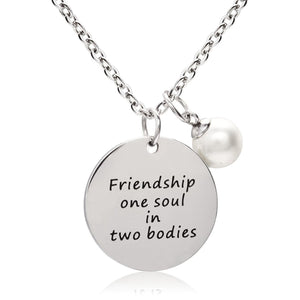 Stainless Steel Disc and Pearl Tree Friendship Pendants Necklace Gifts