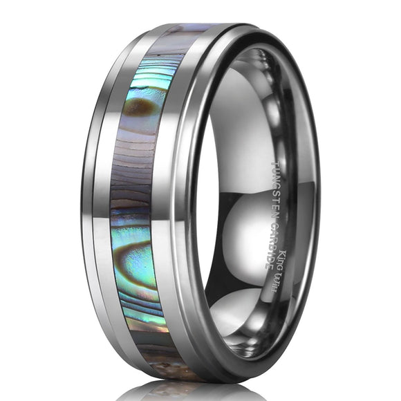 King Will NATURE Tungsten Ring Abalone Shell Inlay R105