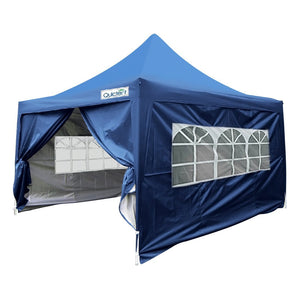 Quictent Silvox Waterproof 10'x10' EZ Pop Up Canopy Gazebo Party Tent White Portable Pyramid-roofed Style Navy Blue