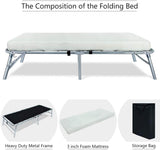 Quictent 75" x 31" x 15" Folding Bed Frame With Mattress-White