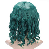 AnotherMe 14" Fashion Natural Synthetic Fiber Short Curly Wavy with Bangs Cosplay Wigs - Blue Green