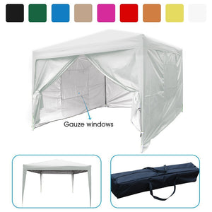 Quictent Privacy 10'x10' Mesh Curtain EZ Pop Up Canopy Tent Instant Canopy Gazebo 100% Waterproof White
