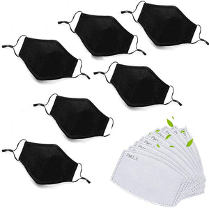 Black Cotton Face Care Set With 6 Masks & 12 Carbon Filters-2 Sets