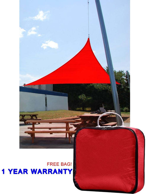 Quictent 185G HDPE Triangle 18x18x18 FT Sun Sail Shade Canopy UV Block Top Outdoor Cover Patio Garden Sand + Free Carry Bag Red
