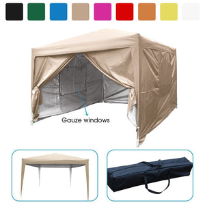 Quictent privacy Pyramid-roofed 8'x8' Mesh Curtain EZ Pop Up Canopy Tent Instant Canopy Gazebo 3 adjust point Black