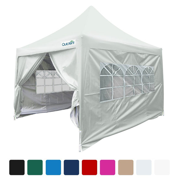 Quictent Silvox 8'x8' EZ Pop Up Canopy Tent Instant Canopy Pyramid-roofed 100% Waterproof Silver