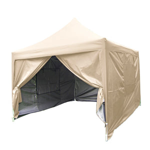 Quictent Privacy Pyramid-roofed 10x10 Mesh Curtain EZ Pop Up Canopy Tent Instant Canopy Gazebo 3 adjust point Beige