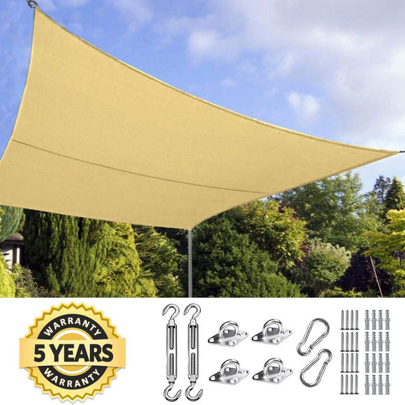 Quictent 24 x 24 ft 185G HDPE Square Sun Sail Shade Canopy UV Block Top Outdoor Cover Patio Garden sand