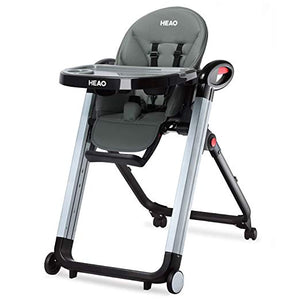 HEAO Foldable High Chair Reclining Height Adjustable 4 Wheels (Pink)