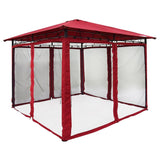 Quictent 10x10 ft Metal Gazebo and Pergola with Netting Steel Gazebo Canopy Backyard Shelter Waterproof Red