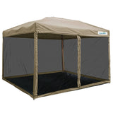 Quictent 10'X10' Ez Pop up Canopy Party Tent Instant Gazebos Mesh Sides with Groundsheet Tan