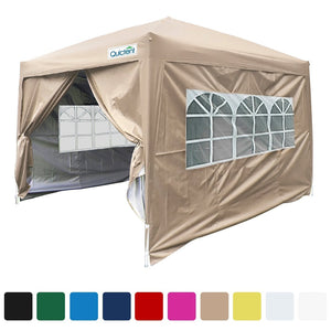Quictent Silvox 8'x8' EZ Pop Up Canopy Tent 100% Waterproof Beige