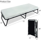 Quictent 75" x 31" x 14" Folding Bed Frame With Mattress-Black