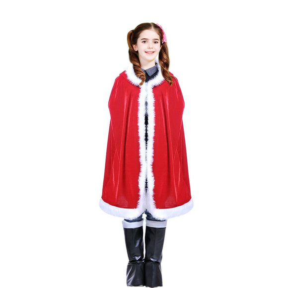 Another Me Santa Clause Cloak, Christmas Consume Long Red Hooded Cape Cloak For Kids Boys Girls
