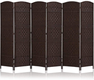 Jostyle 6 ft. 6-Panel Woven Fiber Room Divider-Black