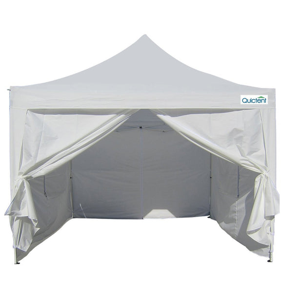 Quictent Privacy Pyramid-roofed 10x10 Mesh Curtain EZ Pop Up Canopy Tent Instant Canopy Gazebo 3 adjust point White