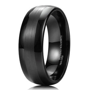 King Will TYRE 8mm Black Dome High Polish Tungsten Carbide Ring Wedding Band Comfort Fit