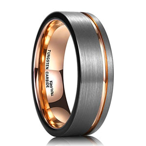 King Will Tungsten Carbide Wedding Ring 7mm Rose Gold Line R169