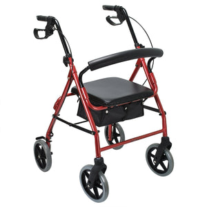 Healthline Deluxe 3 and 4 Wheel Aluminum Rollator Walker Lightweight and Compact, Red/ Blue/ Flame Red/ Flame Blue Available