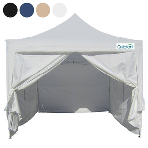 Quictent privacy Pyramid-roofed 8'x8' Mesh Curtain EZ Pop Up Canopy Tent Instant Canopy Gazebo 3 adjust point White