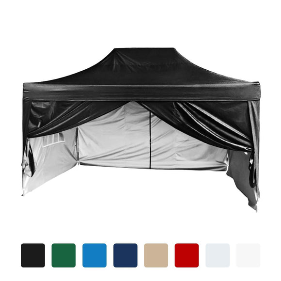 Quictent Silvox 100% Waterproof 10'x15' EZ Pop Up Canopy Tent Party Tent Pyramid-roofed Black