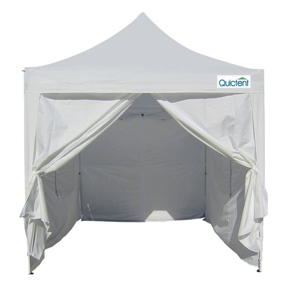 Quictent Privacy Pyramid-roofed 6.6'x6.6' Mesh Curtain EZ Pop Up Canopy Tent Canopy Gazebo 3 adjust point White