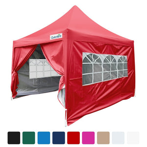 Quictent Silvox 8'x8' EZ Pop Up Canopy Tent Instant Canopy Pyramid-roofed 100% Waterproof Red