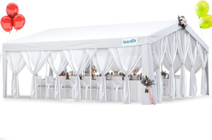 Quictent 20'x 20' White Draping Party Tent Wedding Canopy Outdoor Gazebo All Classic Style Chiffon Sides