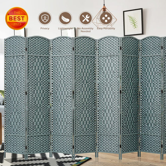 Jostyle Room Divider 6ft. Tall Extra Wide Privacy Screen, Folding Privacy Screens with Diamond Double-Weave Room dividers and Freestanding Room Dividers Privacy Screens(Grey, 8-Panel)