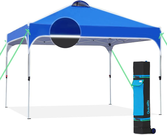 Quictent 10x10 Pop up Canopy TentPortable Instant Shelter with Vent, Ez up Canopy with Reflective Top and Fluorescent Rope