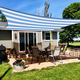 Quictent 185 GSM HDPE 20' x 20' Square Shade Sail Colored Stripe-White & Blue