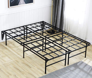 TATAGO 16'' Metal Lattice Platform Bed With Headboards-King