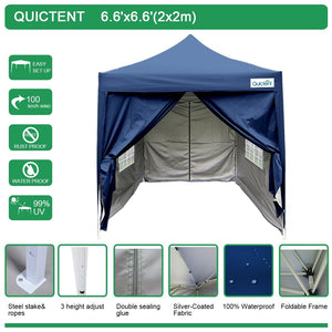 Quictent Silvox 6.6' X 6.6' Pop Up Canopy Tent Instant Canopy W/ Carry Bag 100% Waterproof Navy Blue