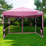 Quictent 8' x 8' Pop Up Canopy With Mesh Netting-Pink