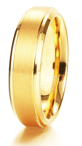 King Will GLORY Unisex Tungsten Ring 14k Yellow Gold Wedding Band R102