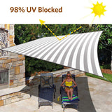 Quictent 26X20ft 185HDPE 98% UV Block Colored Stripe Rectangle Sun Shade Sail (White and Grey)