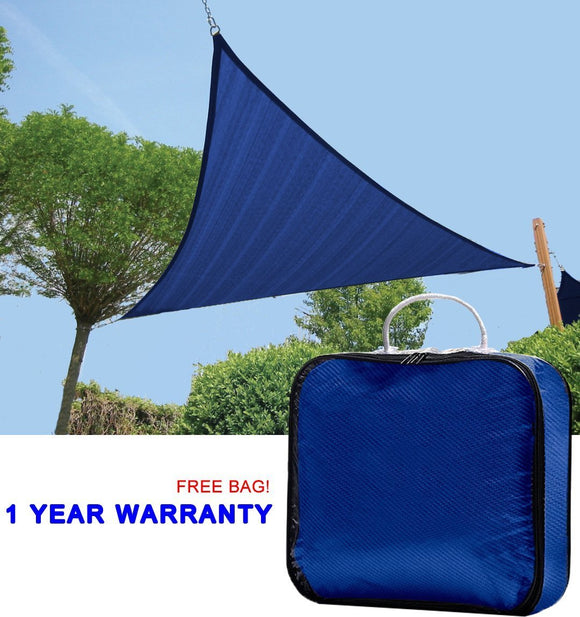 Quictent 185G HDPE Triangle 16.5x16.5x16.5 FT Sun Sail Shade Canopy UV Block Top Outdoor Cover Patio Garden Sand + Free Carry Bag Blue