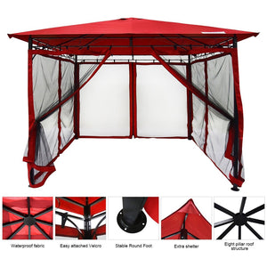 Quictent Metal Gazebo Patio Grill Gazebo Canopy Waterproof Backyard tent Red