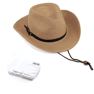 Quality Women UPF50 Packable Summer Sun Hat Wide Brim Flipped Up and Down 56 to 58CM Beige with Sun Protection Sleeves, 1 Pair, Khaki
