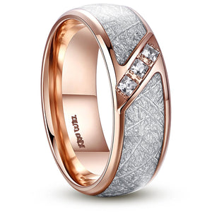 King Will METEOR 8mm Titanium Wedding Band Ring Rose Gold Plated Meteorite Domed Polished