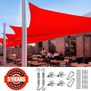 Quictent 185 GSM HDPE 20' x 20' Square Sun Shade Sail-Red
