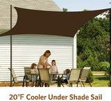 Quictent 20'x16' 185G HDPE 98% UV Block Rectangle Shade Sail -Brown